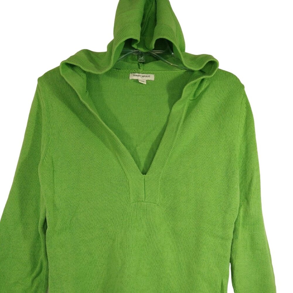 Banana Republic Pullover Hooded Sweater Women Size S Green Cotton Long Sleeve - Picture 2 of 6